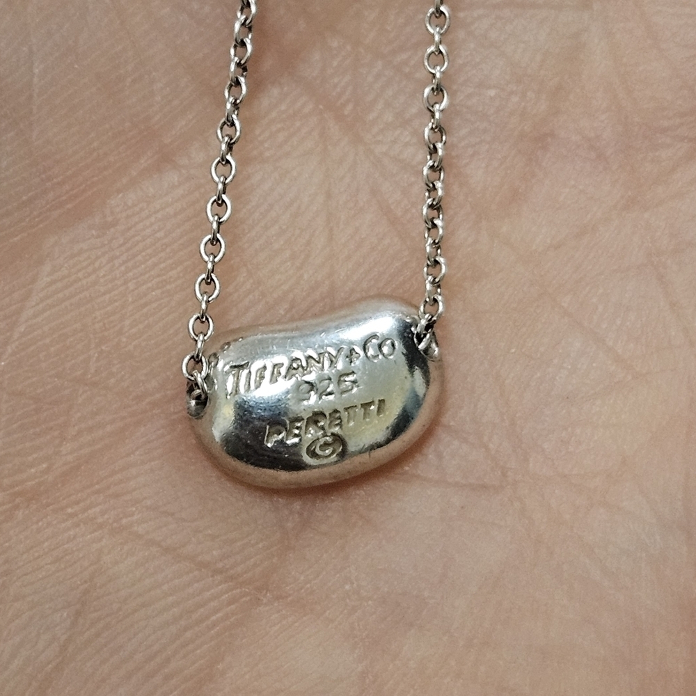 Tiffany & Co. 925 Sterling Silver Bean Pendant & 16" Chain FULL INCLUSION - Picture 3 of 12